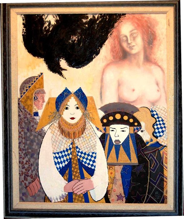 Tela Original a óleo de Armanda Andrade "Os filhos de Eva"