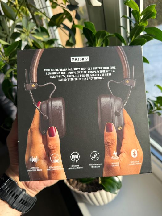 Słuchawki bezprzewodowe nauszne Marshall Major V Bluetooth brązowe