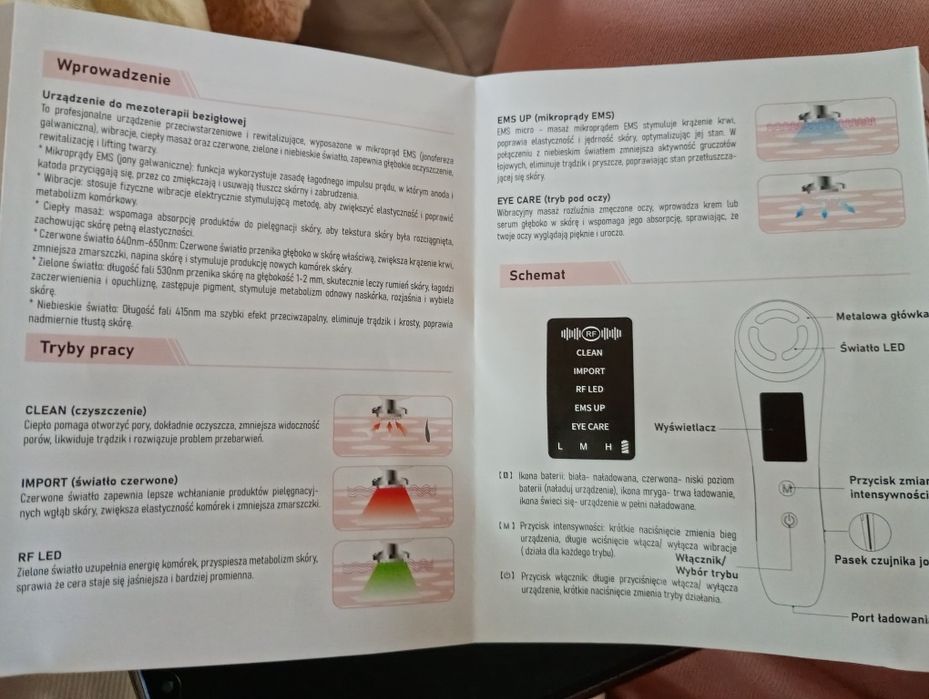 Emprez Mezoterapia Bezigłowa Masażer do twarzy EMS 5w1 Polska Marka