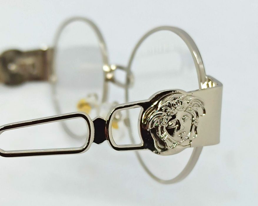 Versace очки унисекс стильные имиджевые в сером металле овальные