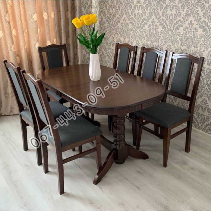 Обідній комплект Говерла (6с) . Стіл та стільці з дерева. Стол и стуль