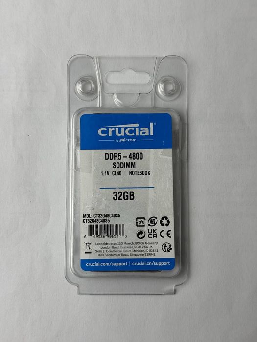 Оперативна пам'ять Crucial DDR5 SO-DIMM 32GB 4800MHz CL40