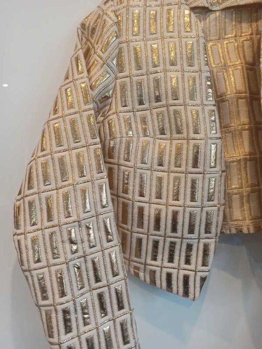 Żakiet kremowo złoty