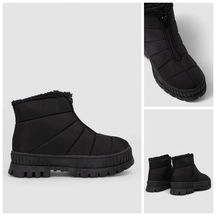 Дутики женские зимние на меху, цвет черно-бежевый, 248RCX1740