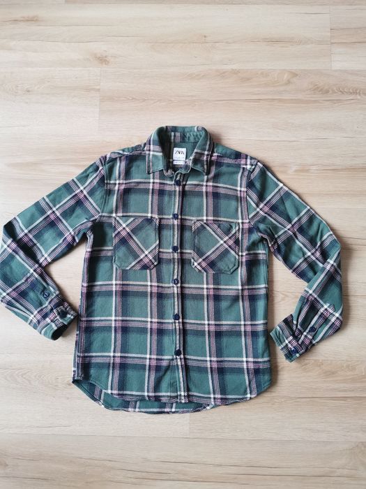 Koszula męska kratka Zara roz S długi rękaw