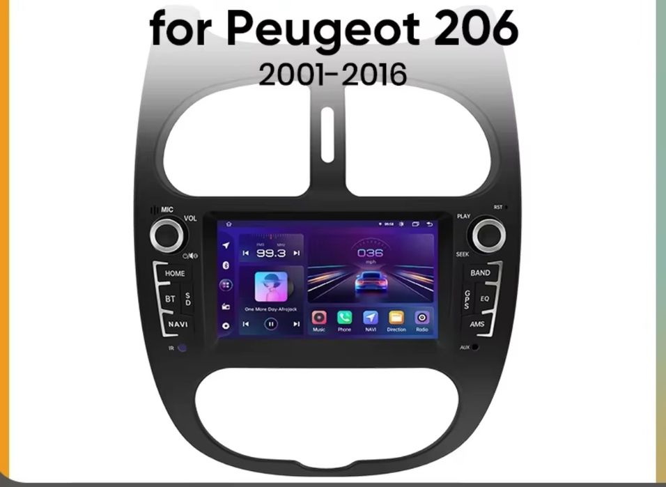Rádio android 7" Peugeot 206 Carplay GPS wifi Bluetooth 2/32GB Novo