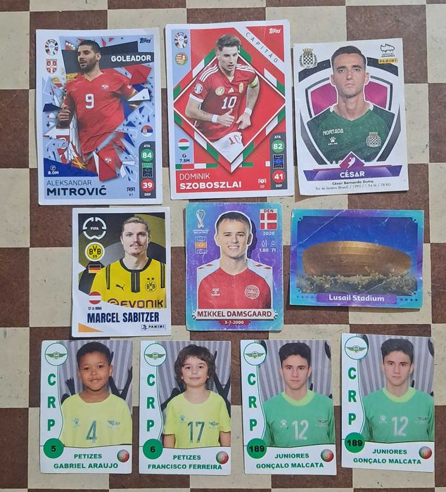 Conjunto lote cartas cromos futebol
