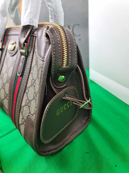 Torebka srednia Torba monogram brazowa skórzana kuferek Premium