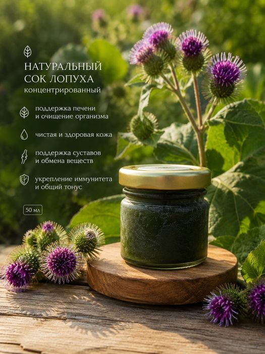 Натуральный концентрированный сок лопуха.