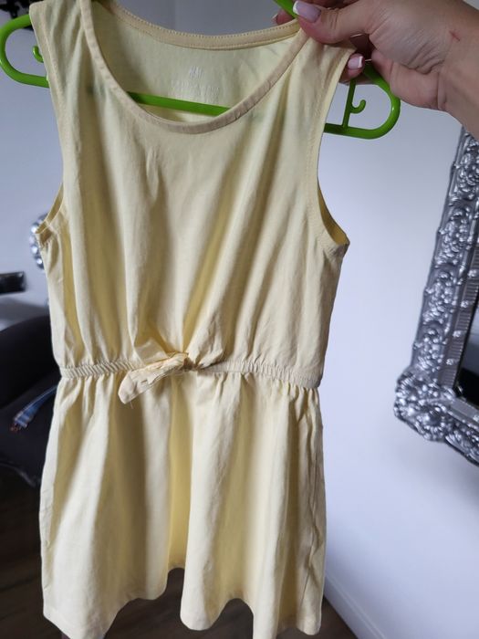 Sukienka dziewczęca letnia żółta pastelowa bawełniana H&M