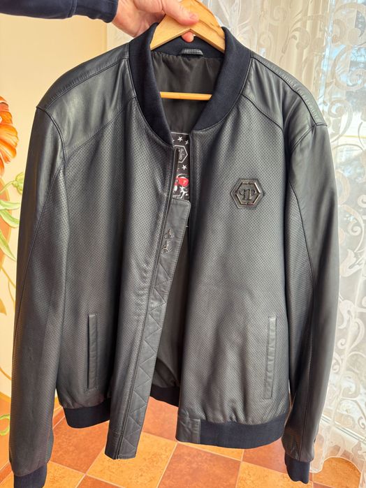 Чоловіча натуральна шкіряна куртка Philipp Plein