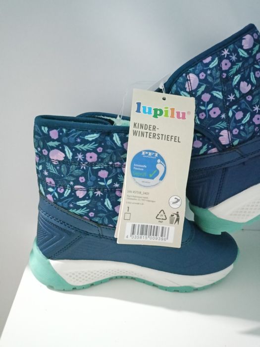 Wodoodporne śniegowce 29 gumowe buty zimowe kozaki ocieplone na rzep