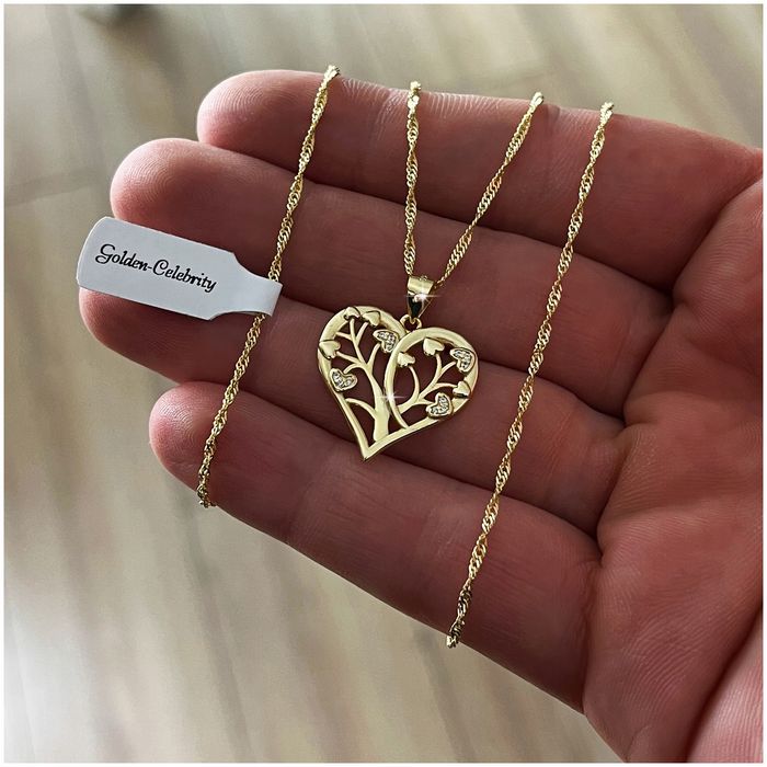 Złoty Naszyjnik Serce Ażurowe 925 + Róża Wieczna Prezent Dla Córki, Żo