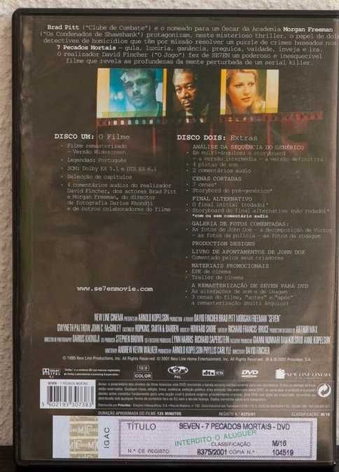 Seven - 7 Pecados Mortais  Se7en 2 DVD edição new line platinum