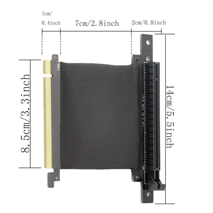 Pci-E 16x karta pionowa PCI Express 3.0 16X przedłużacz kabel 90 stopn