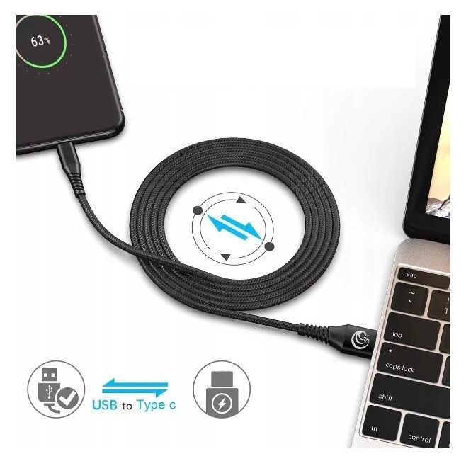 Zestaw 2-pak 2x Kabel Do Ładowania USB na USB-C Typ C 2m