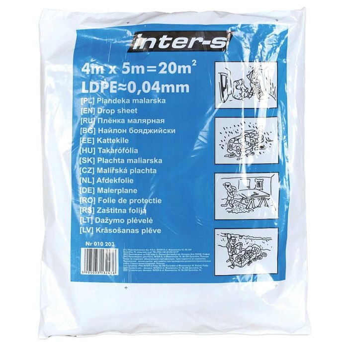 Folia malarska do zabezpieczeń 4x5m 40mikr.
