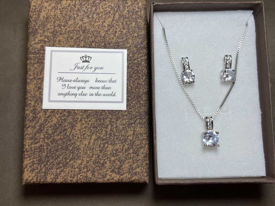 Набір срібло 925s ланцюжок сережки срібний серебро цепочка серьги