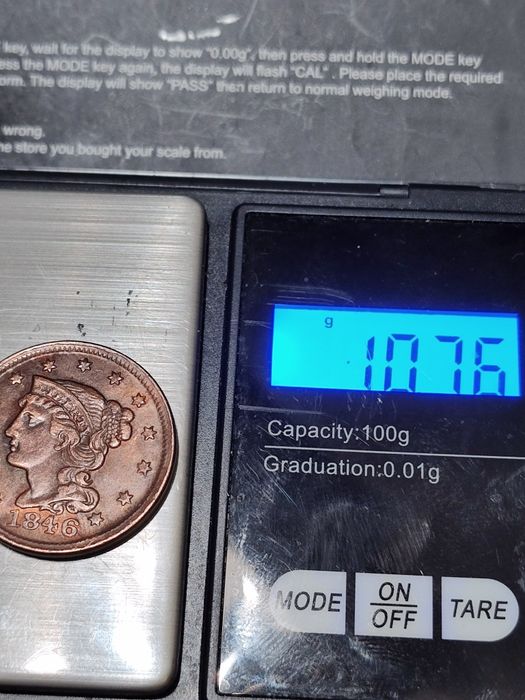 USA 1 Cent 1844 Large Cent – Braided Hair – duży cent.  stara  miedź USA