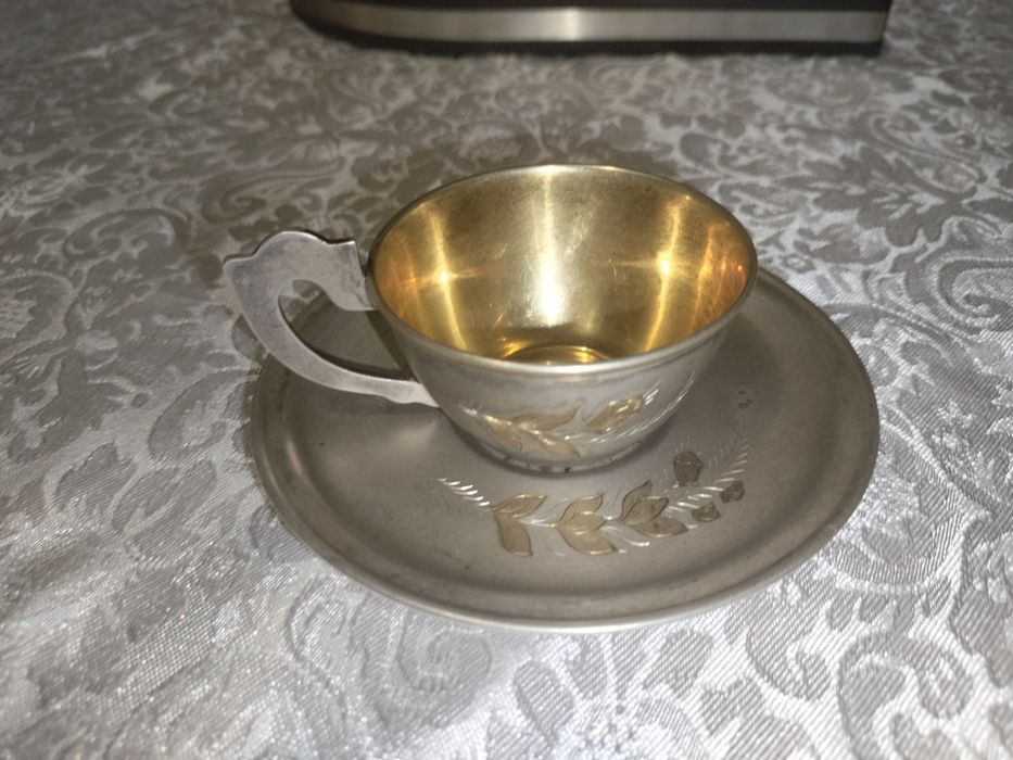 Filiżanka ze spodkiem srebro 875 Waga 96 gram
