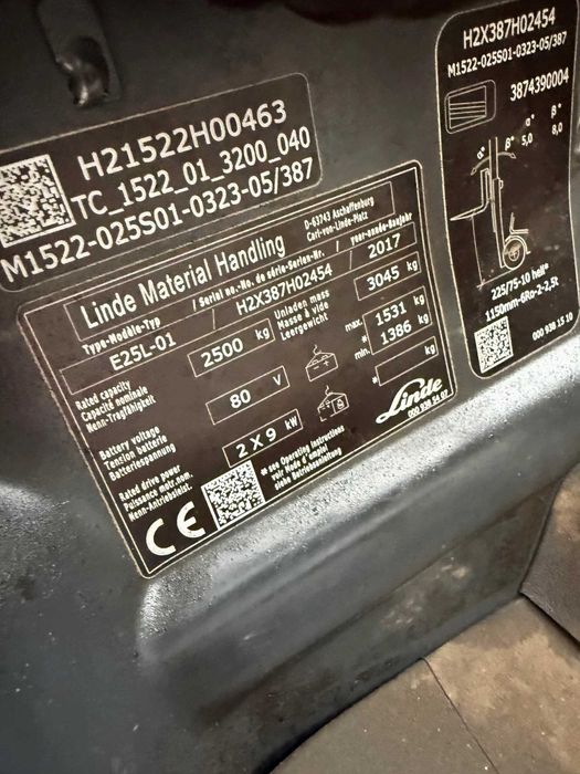 kabina kompletna wózek widłowy LINDE E25 E30 seria 387 części demontaż