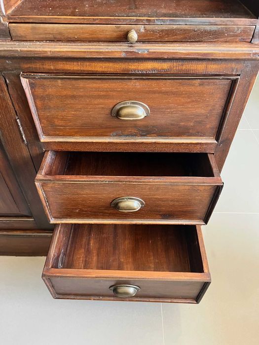 Kredens aptekarski witryna biblioteka drewno tekowe