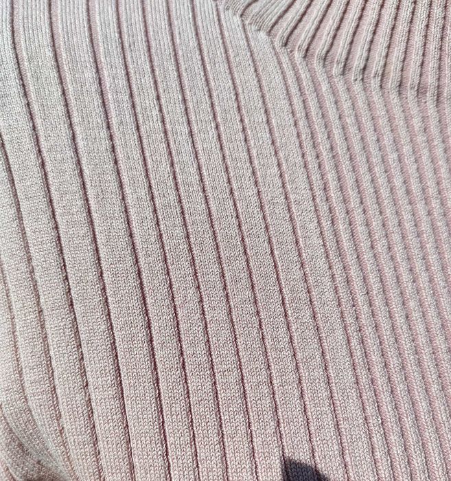 Prążkowany sweter półgolf H&M L 40 pudrowy róż basic y2k