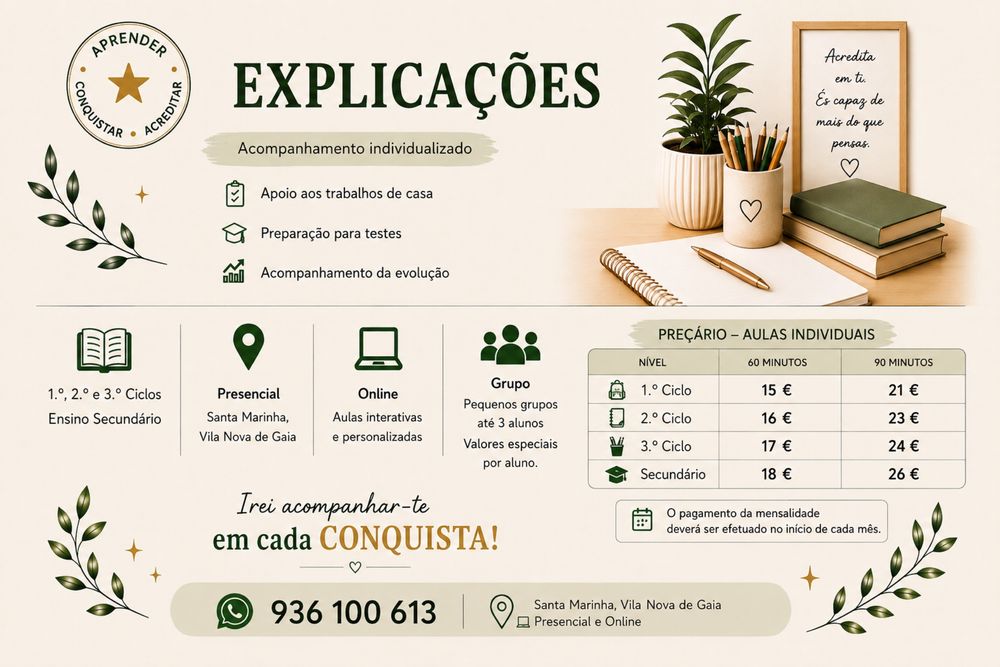 Explicações Do 1.º Ciclo ao Ensino Secundário