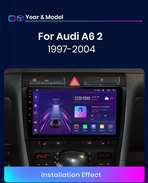 Rádio 9" android AUDI A6 CARPLAY WIFI GPS 2/32GB (CANBUS INCLUÍDO)Novo