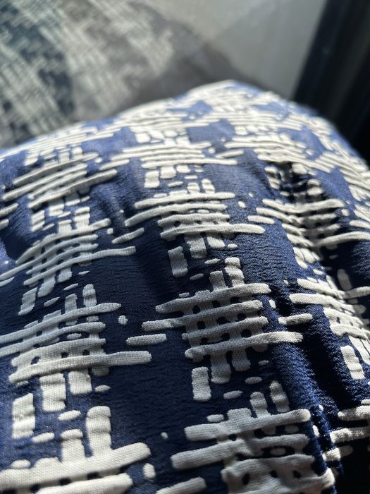 Saco de pano azul marinho e branco