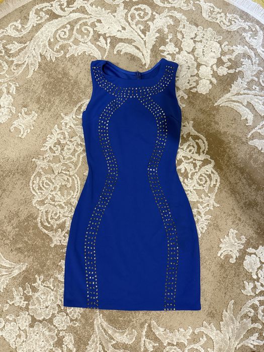 Платье мини синие камни стразы короткое нарядное сукня нарядное 8 zara