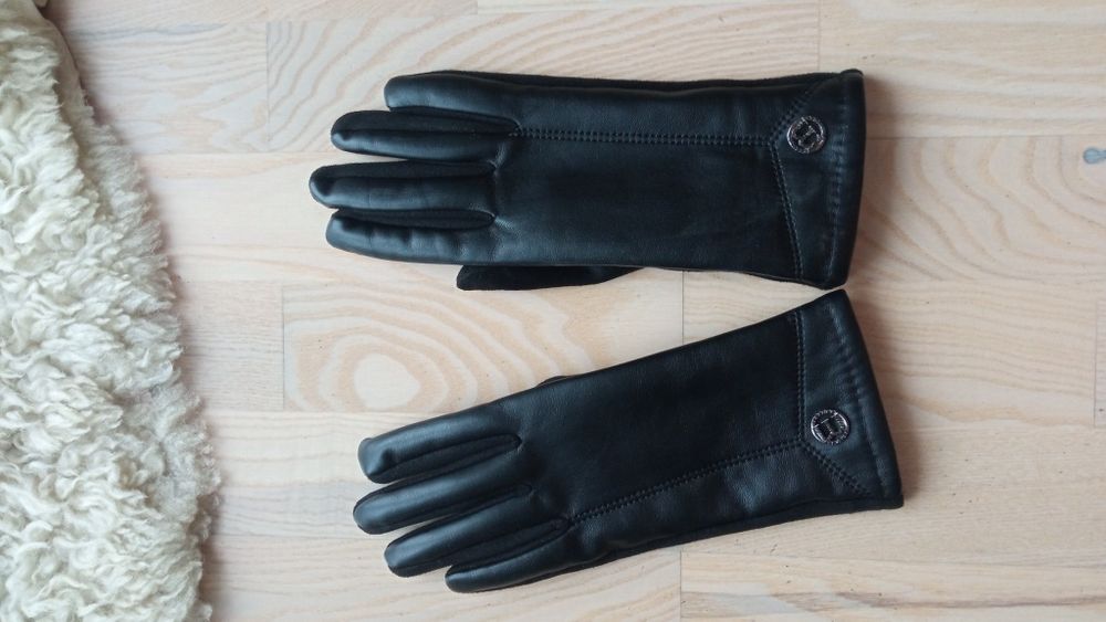 Nowe czarne rękawiczki Monnari skórzane skóra miękkie wygodne eleganck