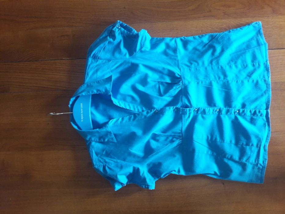 Dunnes lekka, kobieca bluzka morski błękit elastic r 14 i L lub 40/42