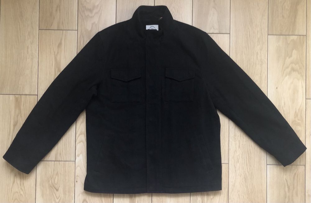 Czarny wełniany płaszcz Kronstaot Casual XXL
