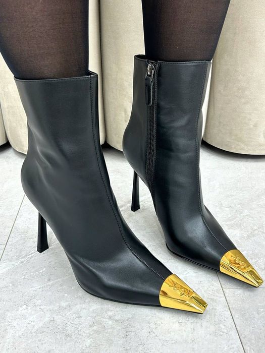 Botki szpilki skórzane jesienne YSL! Skóra naturalna! Premium