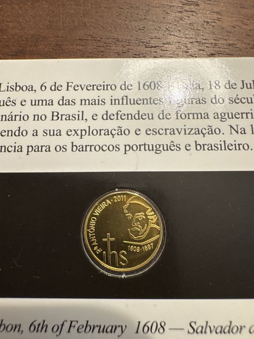 Moeda colecção de ouro de 0,25€ - Padre António Vieira
