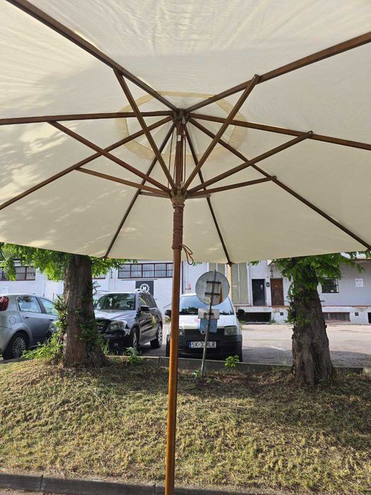 Parasol ogrodowy drewniany średnica 4 m kolor mleczny-Solo