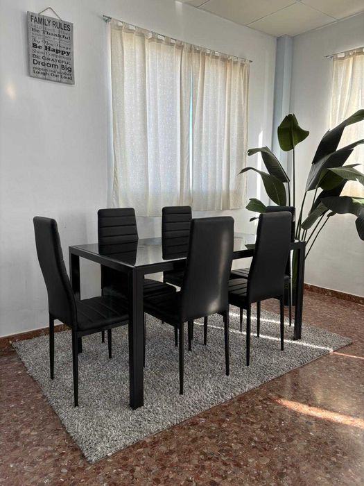 Mesa de jantar preto com 6 cadeiras - entrega gratuita!