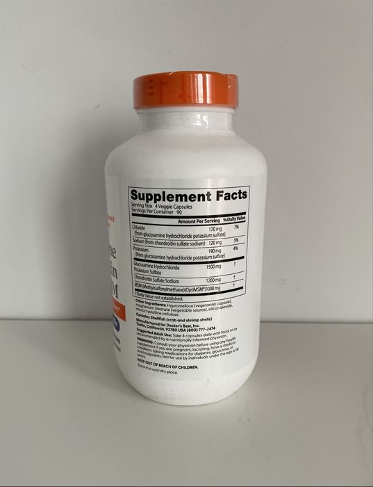 Doctor's Best, Glukozamina, chondroityna i MSM, 360 kapsułek