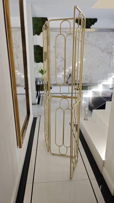 Złoty parawan Metalowy Ażurowy Salon Dom Piękny