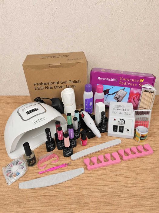Okazja! Nowy zestaw do manicure hybrydowego lampa UV LED 256W frezarka Lakiery akcesoria 358d