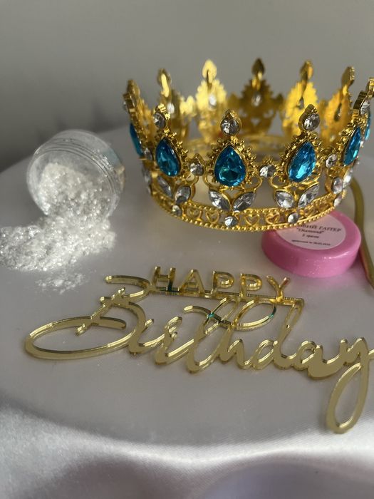 Корона на торт 12 см - 350 грн/ харчові блисківки /надпис/свічка