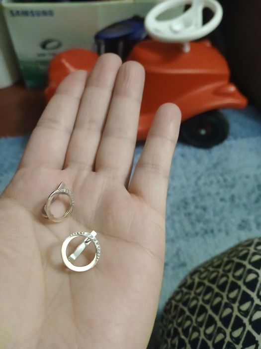 Серебрянные серьги с золотой пластиной