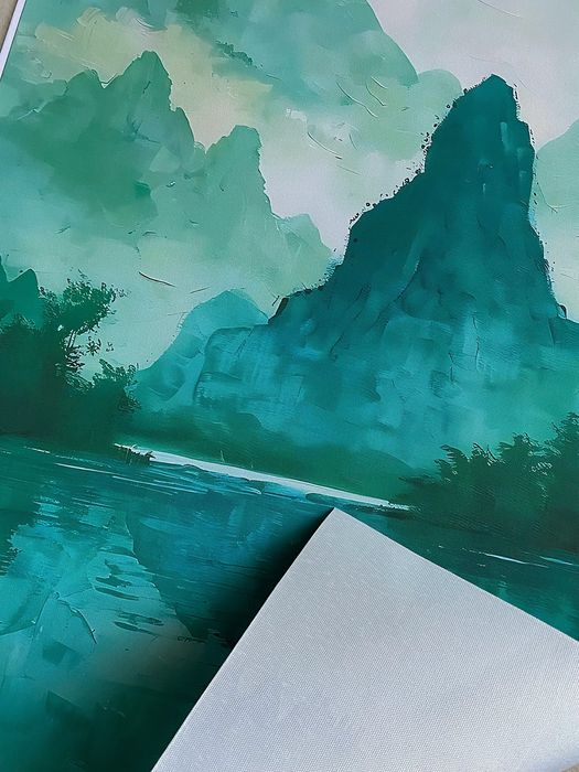 Obrazek na płótnie HD/Watercolor Natural, Mountain&Lake (40x60)