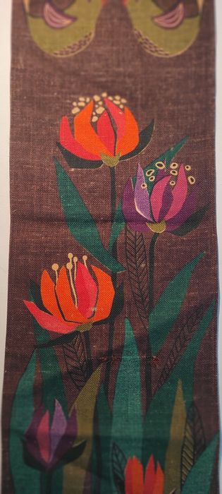 Kwiaty Tulipany vintage  kilim gobglin Len lata 70