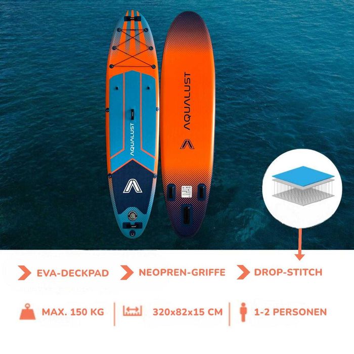 NEW AQUALUST SUP дошка САП доска 320/365см 2 ШАРИ борд board НОВА SUP дошка 2 шари слоя доска надувна Stand Up Paddle board борд SUB SAP надувная