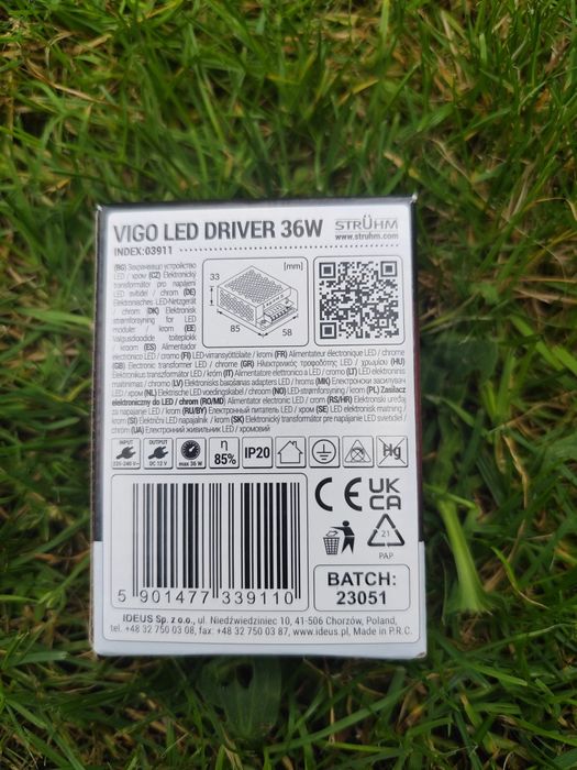 Zasilacz elektroniczy do LED VIGO DRIVER 36W 12V DC 3A STRUHM