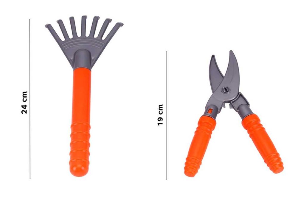 Тачка з набором садівника Технок 8485 :лійка, відерко, секатор, совок