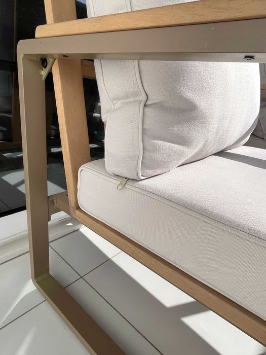 Pack de 2 cadeirões de jardim em alumínio e madeira de acácia