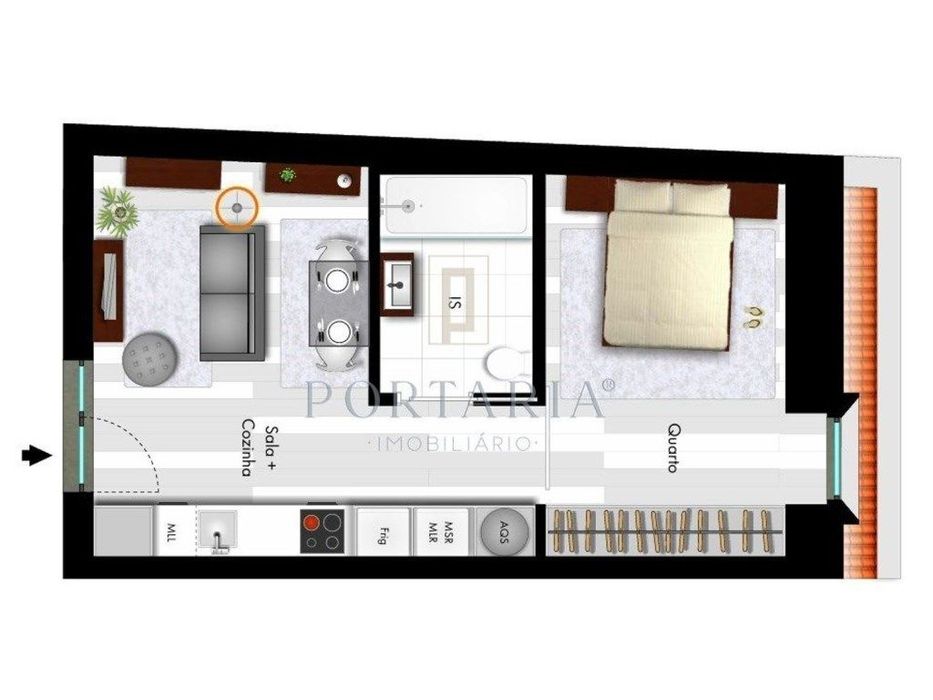 Apartamento T1 em frente ao Forum de Aveiro